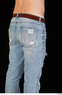 Hamza blue jeans brown belt buttock dressed hips thigh 0004.jpg